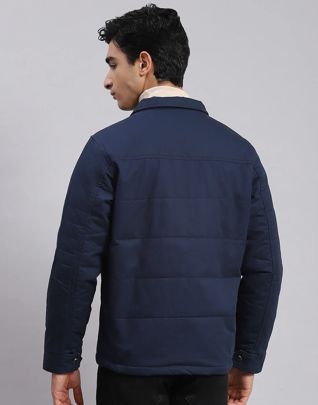 Men Blue Solid Spread Collar Full Sleeve Jackets - Image 5
