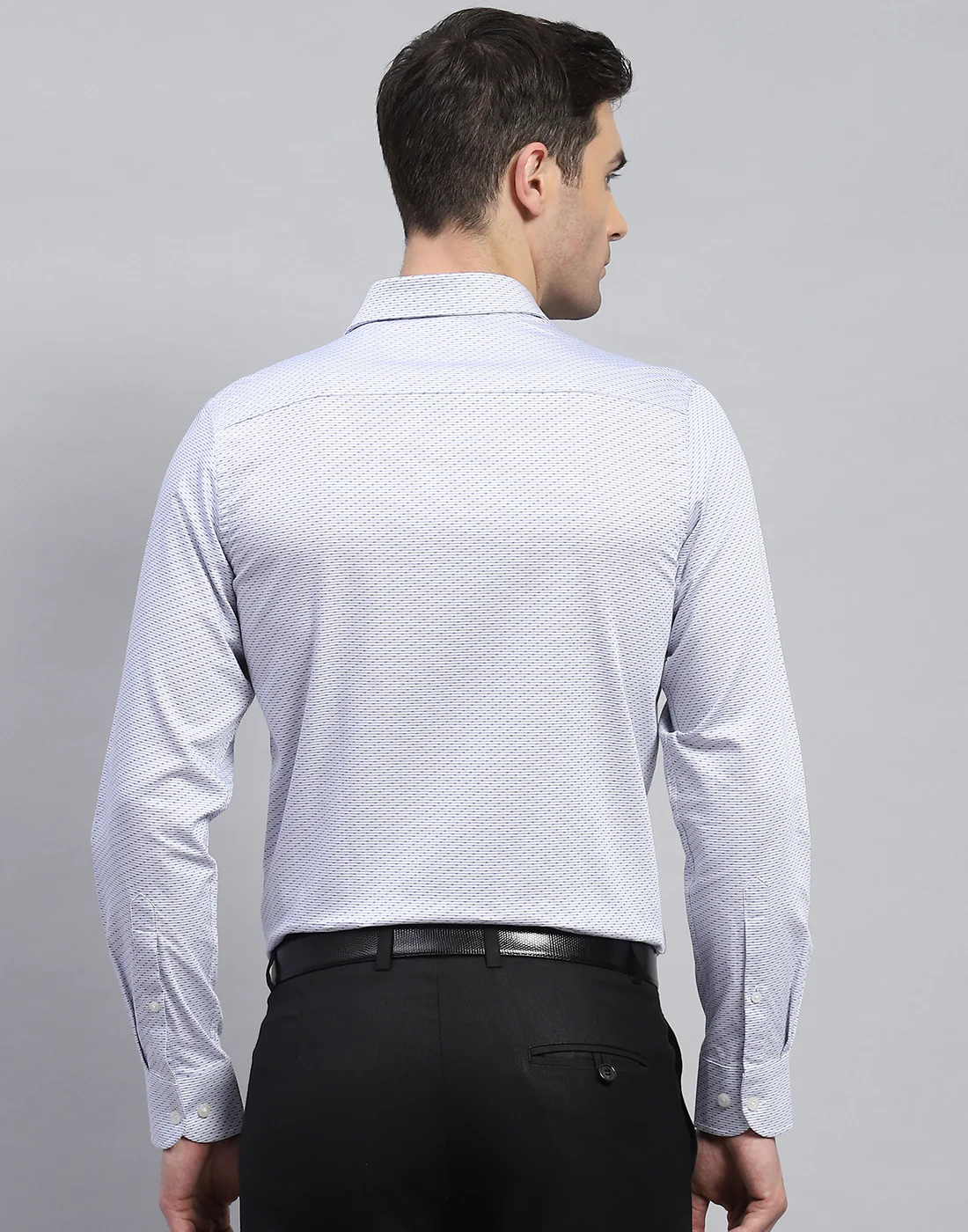Men Blue Solid Spread Collar Full Sleeve Shirt - Image 5