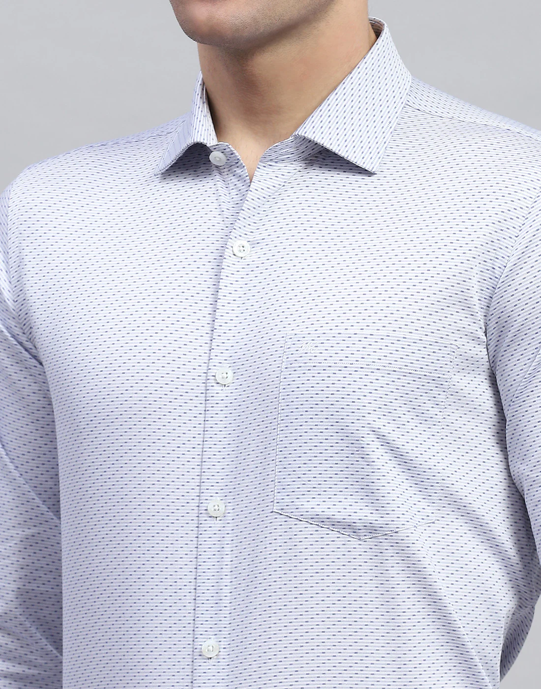 Men Blue Solid Spread Collar Full Sleeve Shirt - Image 6