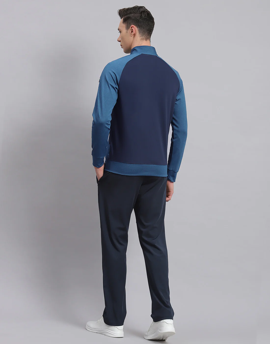 Rock.it Men Blue Solid Stand Collar Full Sleeve Tracksuit - Image 5