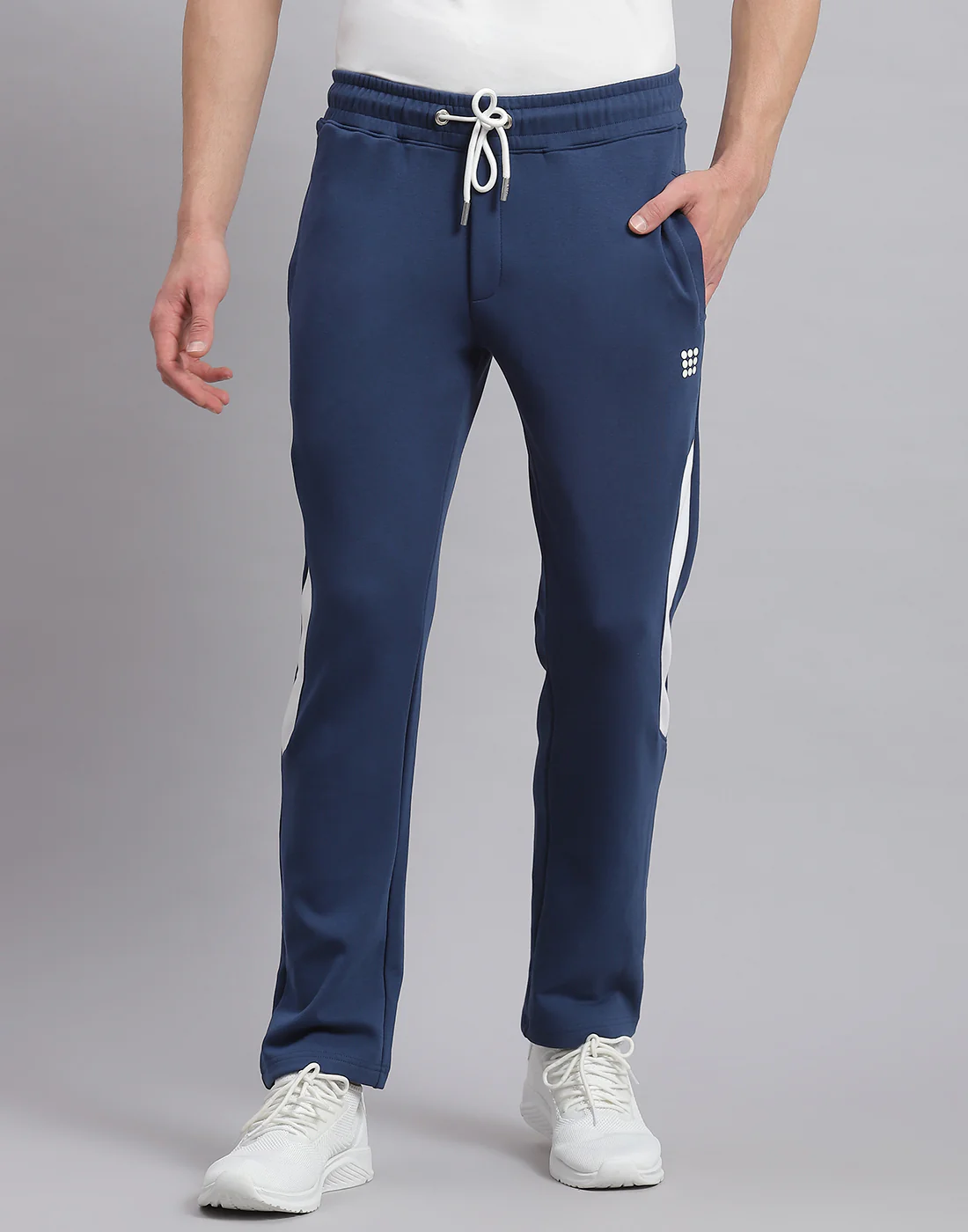 Rock.it Men Blue Solid Stand Collar Full Sleeve Tracksuit - Image 6