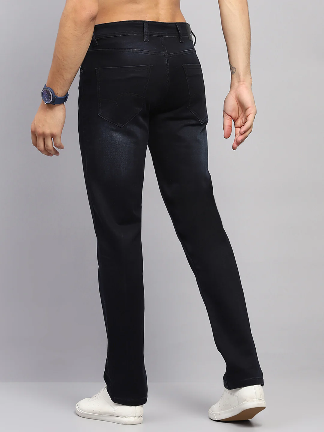 Men Blue Solid Straight Fit Denim - Image 5