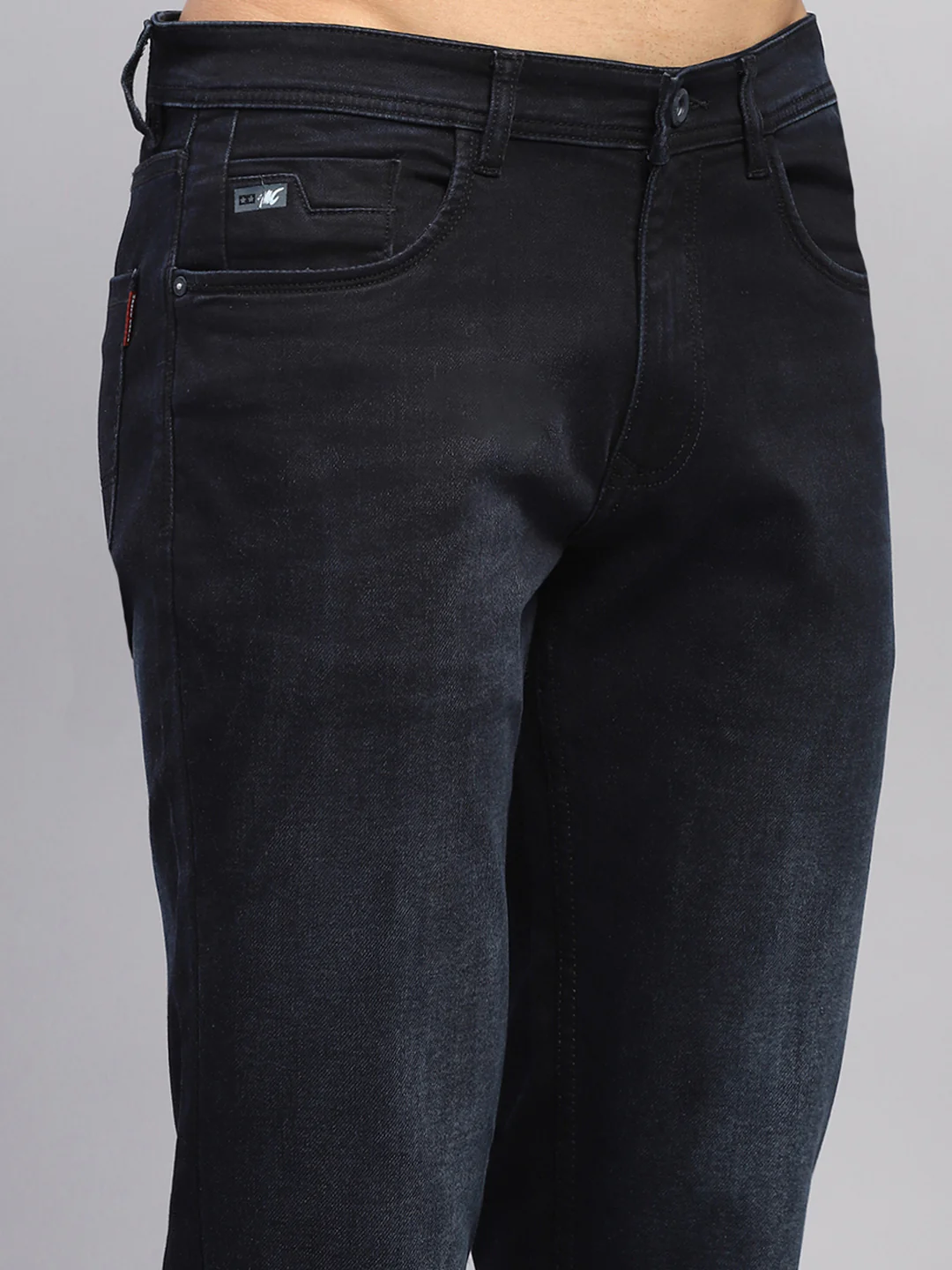 Men Blue Solid Straight Fit Denim - Image 6