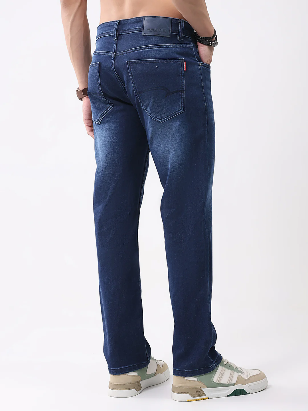 Men Blue Solid Straight Fit Denim - Image 5