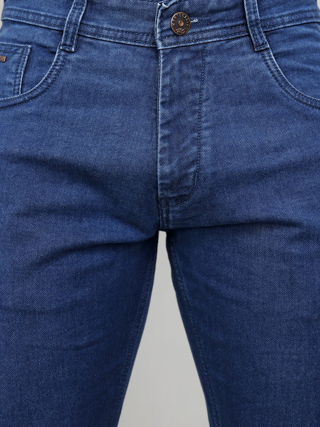 Men Blue Solid Straight Fit Denim - Image 4