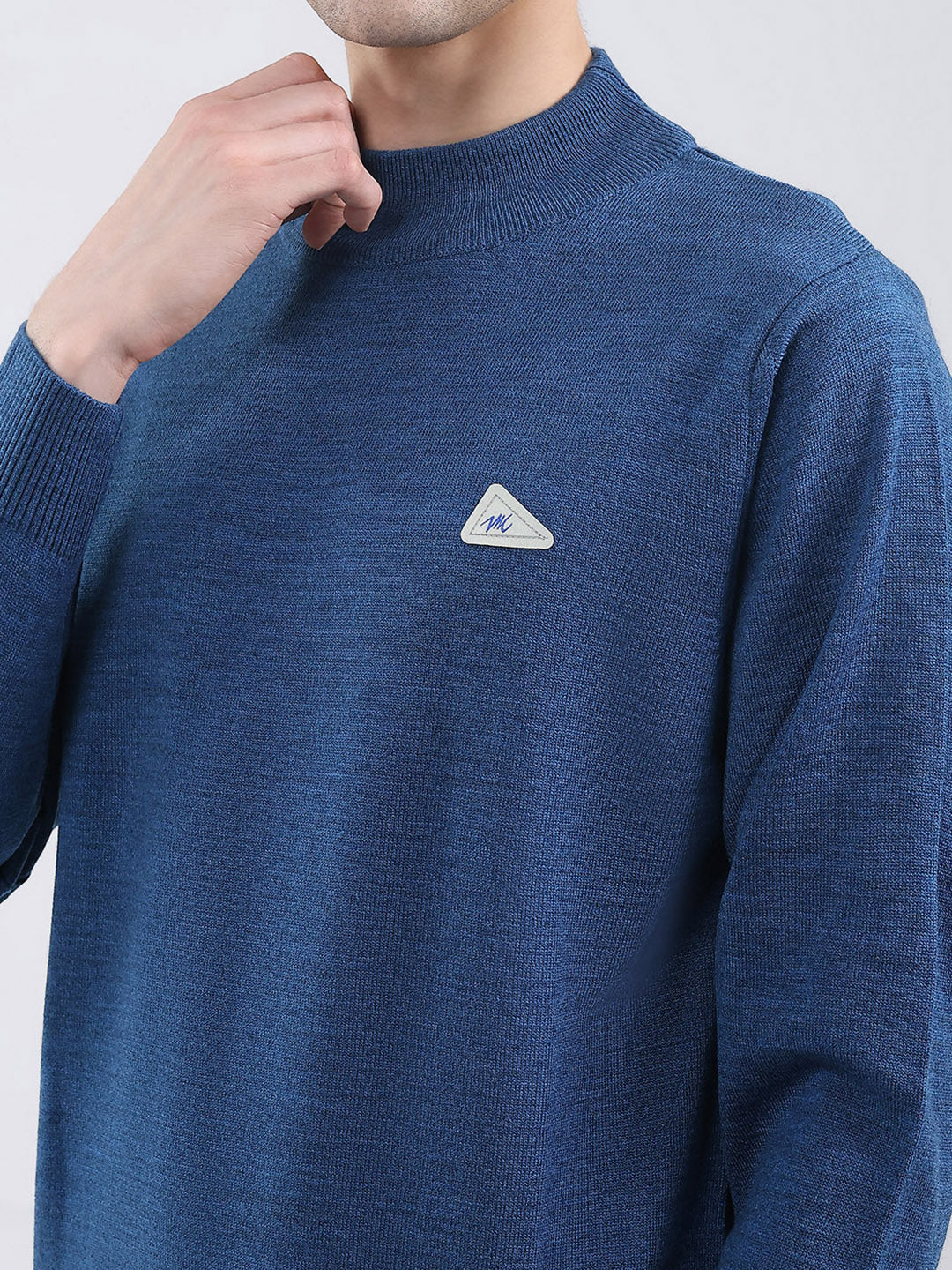 Men Blue Solid Turtle Neck Full Sleeve Pullover - Image 7