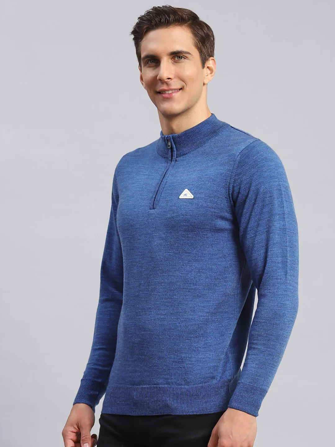 Men Blue Solid Wool blend Pullover - Image 4