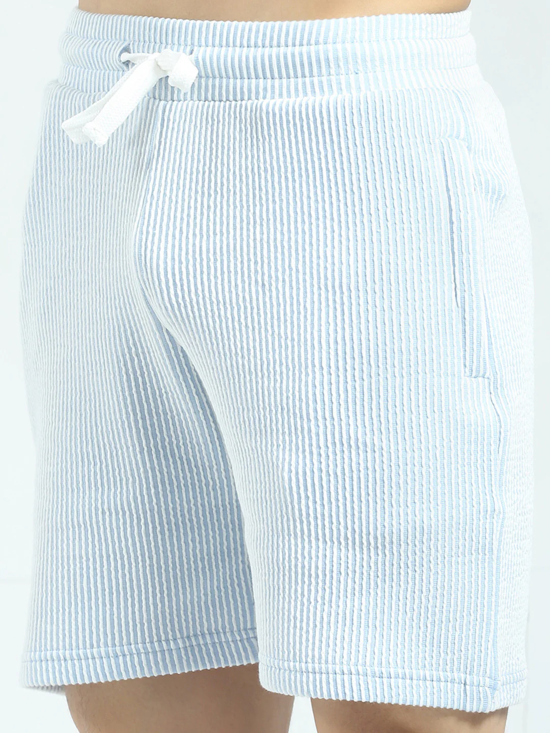Rock.it Men Blue Stripe Collar Half Sleeve Cords Set - Image 8