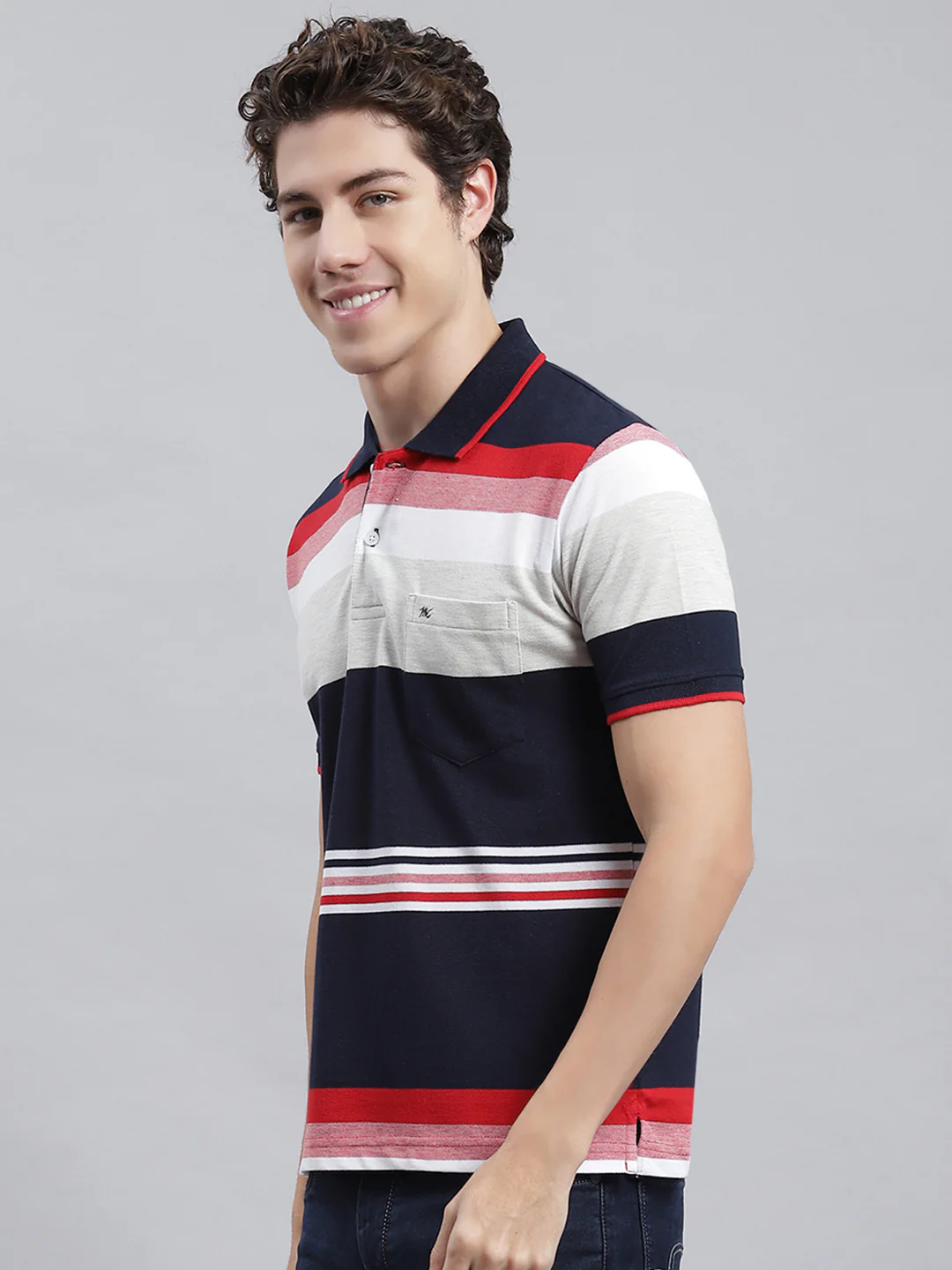 Men Blue Stripe T-Shirt - Image 4