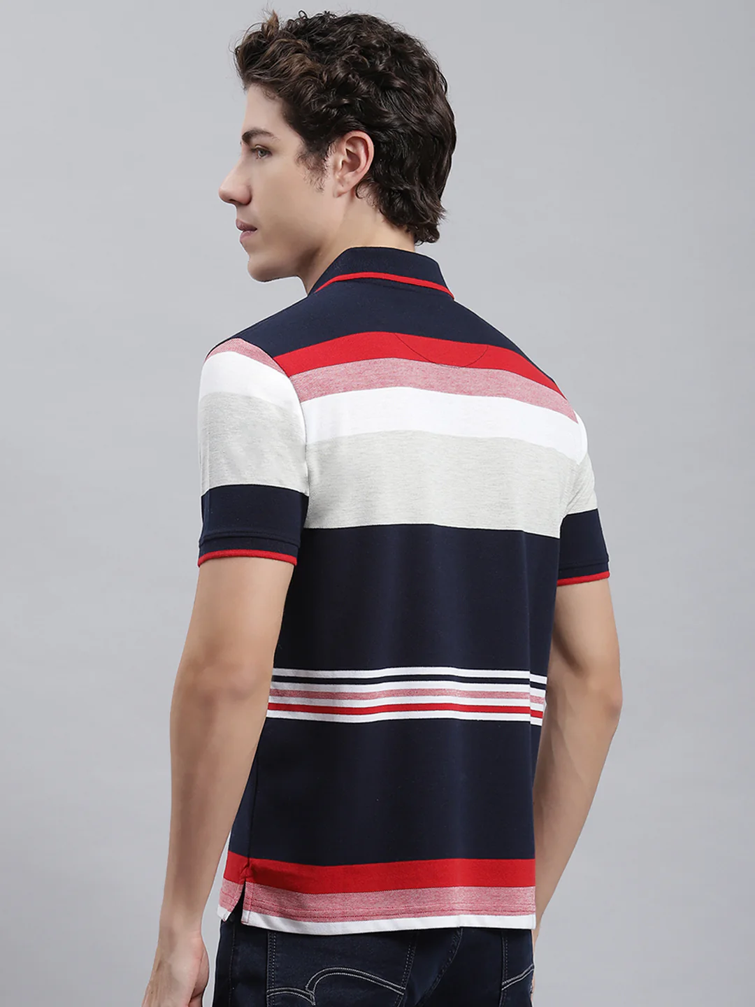 Men Blue Stripe T-Shirt - Image 5