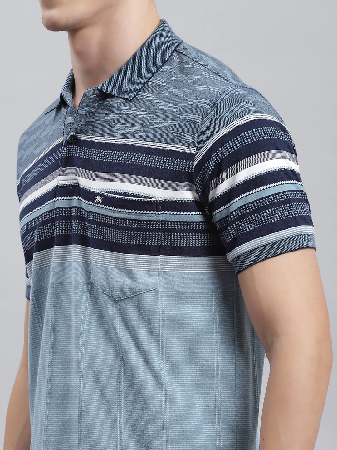 Men Blue Stripe T-Shirt - Image 6