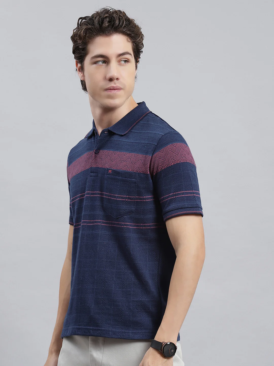 Men Blue Stripe T-Shirt - Image 4