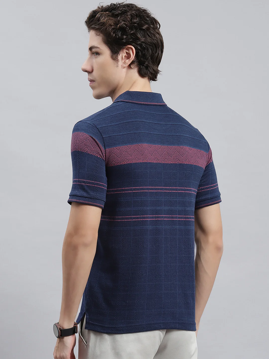 Men Blue Stripe T-Shirt - Image 5
