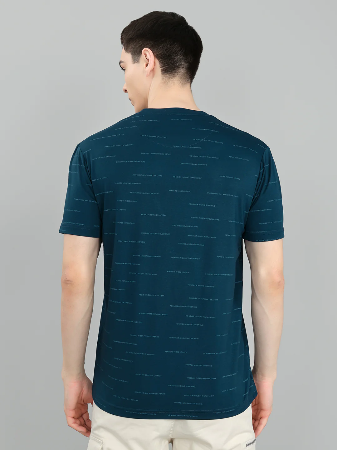 Men Blue Typography Print Round Neck Half Sleeve T-Shirt - Image 4