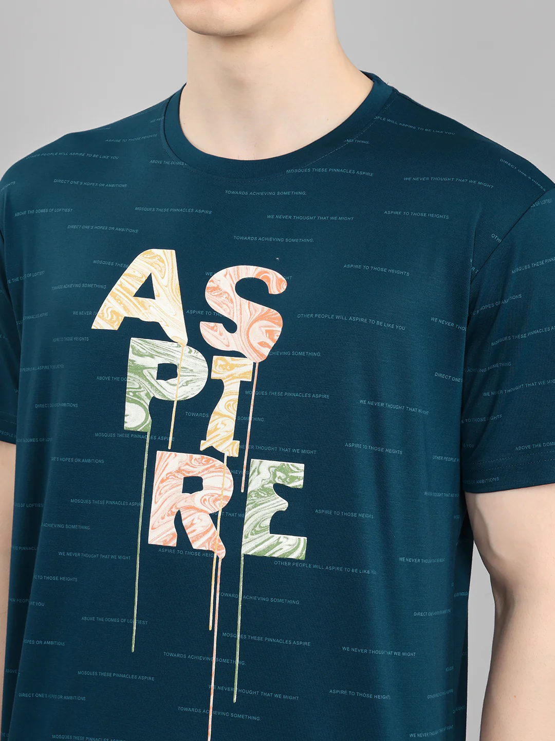 Men Blue Typography Print Round Neck Half Sleeve T-Shirt - Image 5