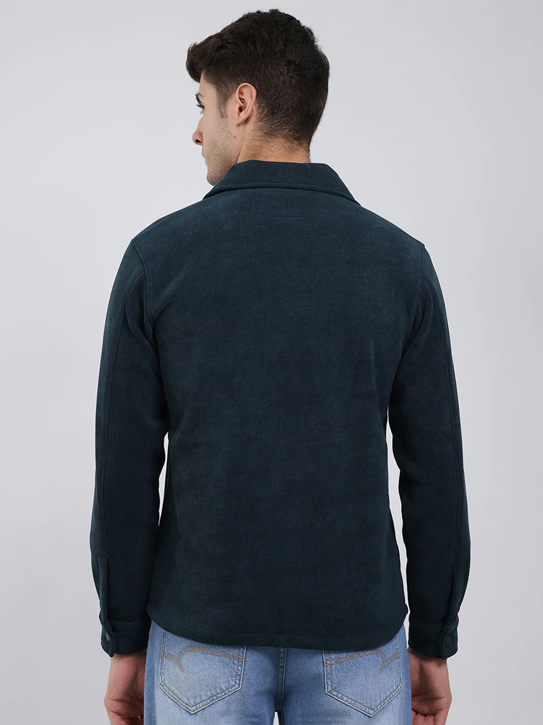 Men Bottle Green Self Design Collar Full Sleeve Sweatshirt - Image 5