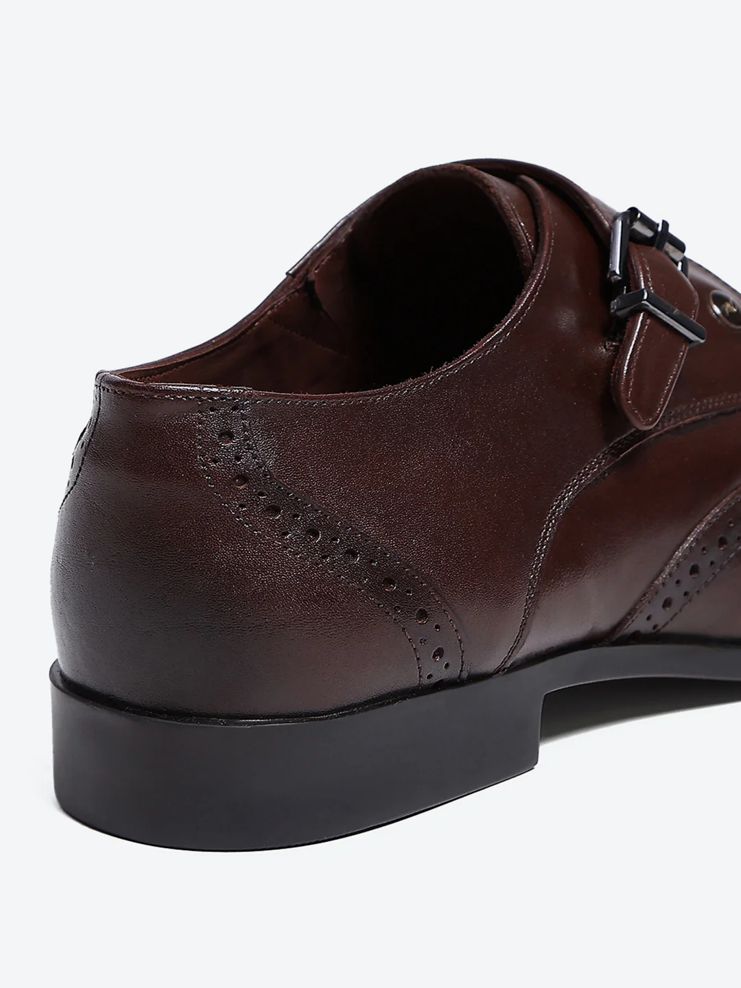Men Brown Buckle Leather Formal Monks - Image 10