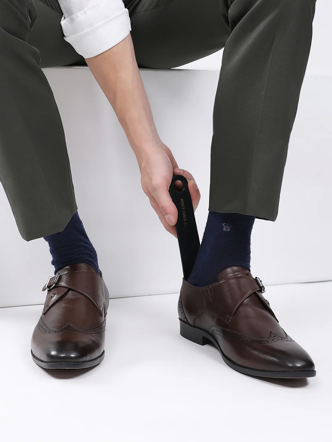 Men Brown Buckle Leather Formal Monks - Image 11