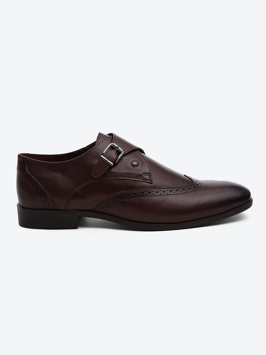 Men Brown Buckle Leather Formal Monks - Image 6