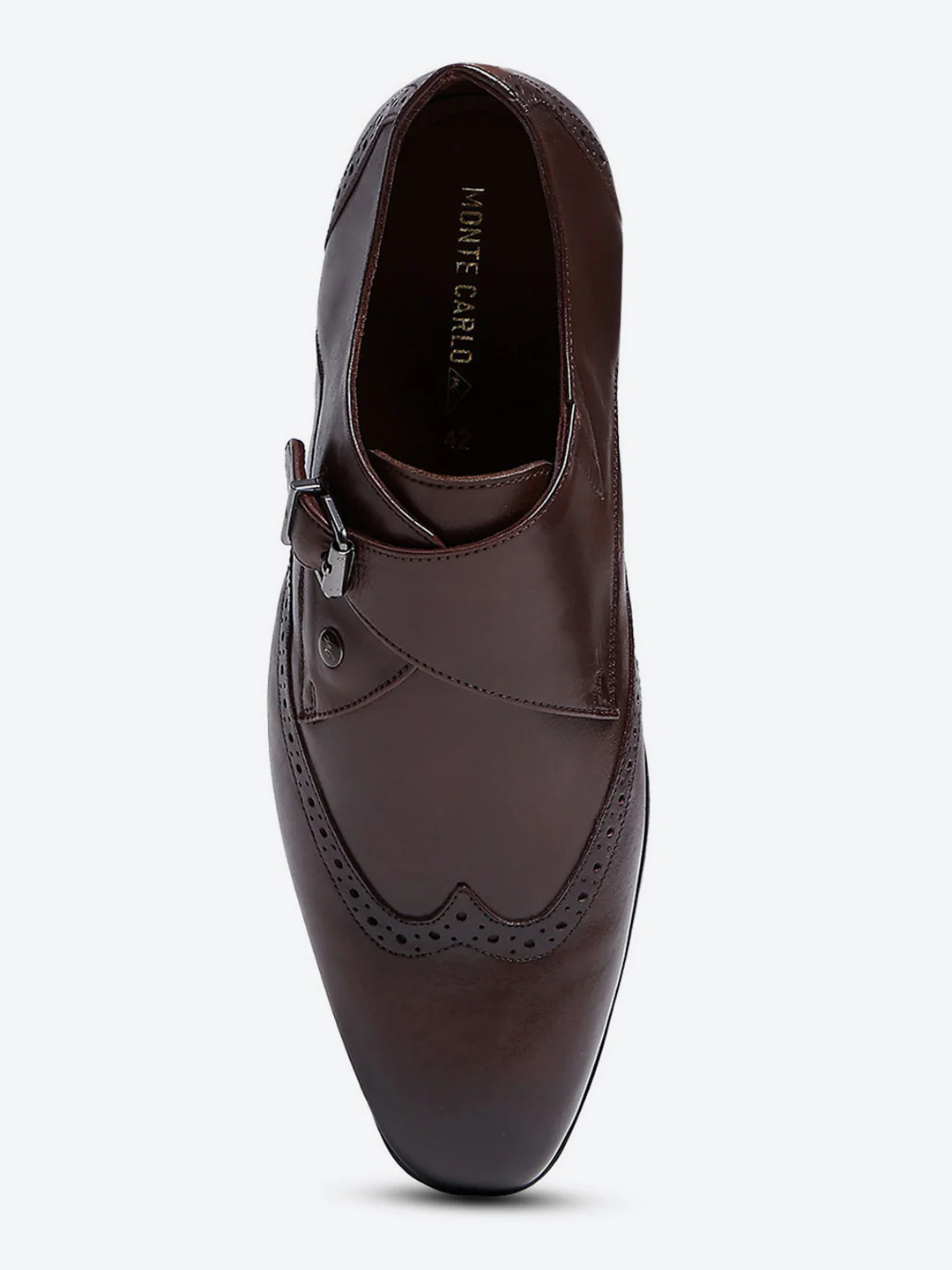 Men Brown Buckle Leather Formal Monks - Image 8