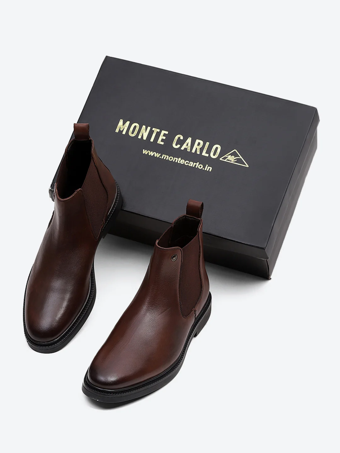 Men Brown Elastic Genuine Leather Chelsea Boots - Image 2
