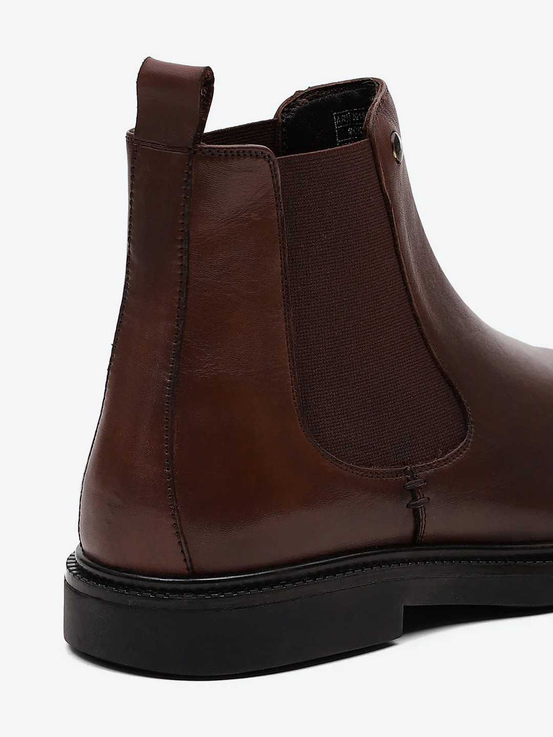 Men Brown Elastic Genuine Leather Chelsea Boots - Image 9