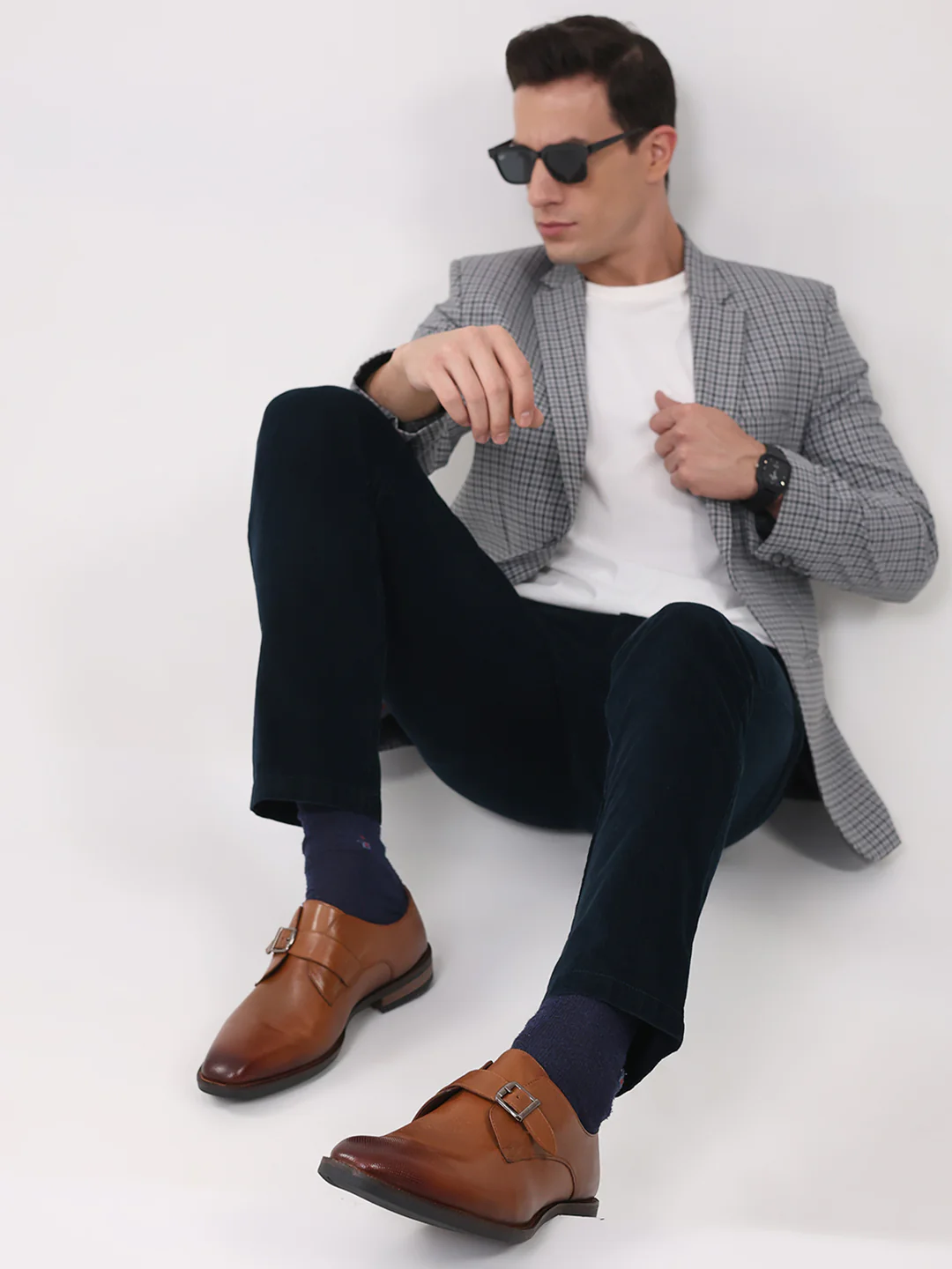 Men Brown Elastic Leather Formal Monks - Image 10