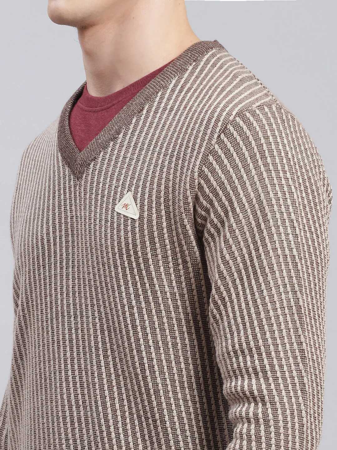Men Brown Jaquard Wool blend Pullover - Image 6