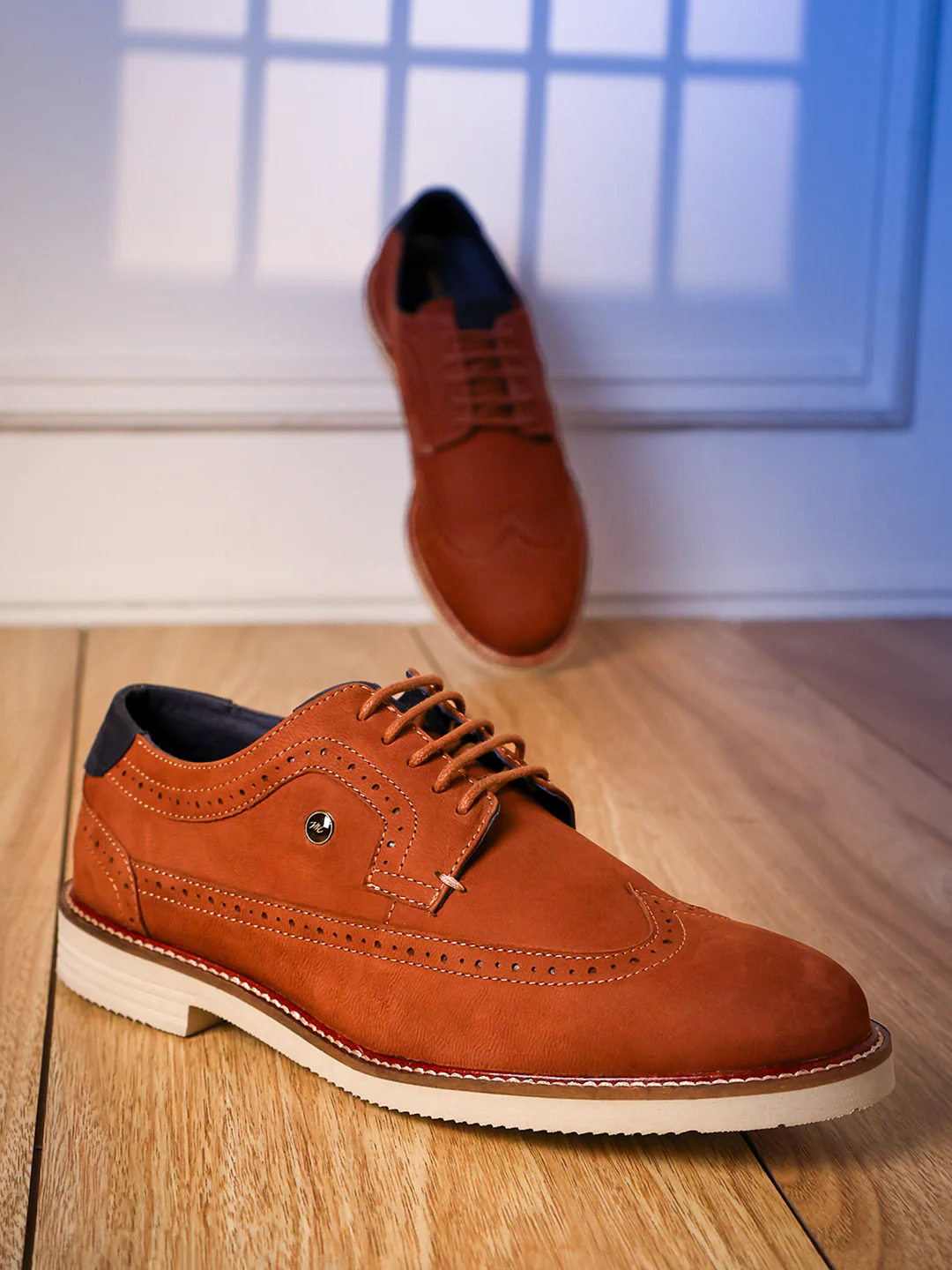 Men Brown Lace Up Genuine Leather Casual Brogues - Image 11