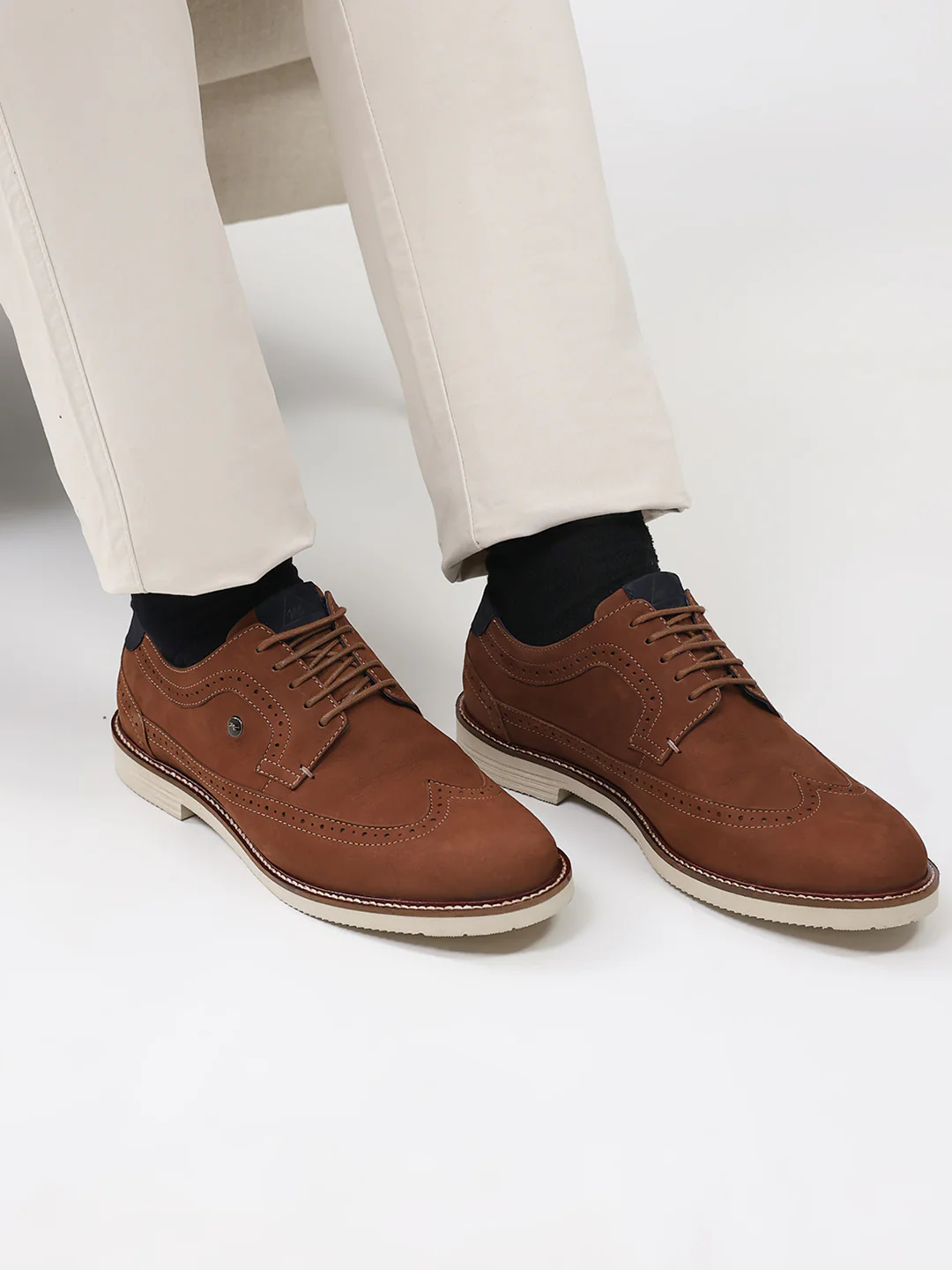 Men Brown Lace Up Genuine Leather Casual Brogues - Image 12