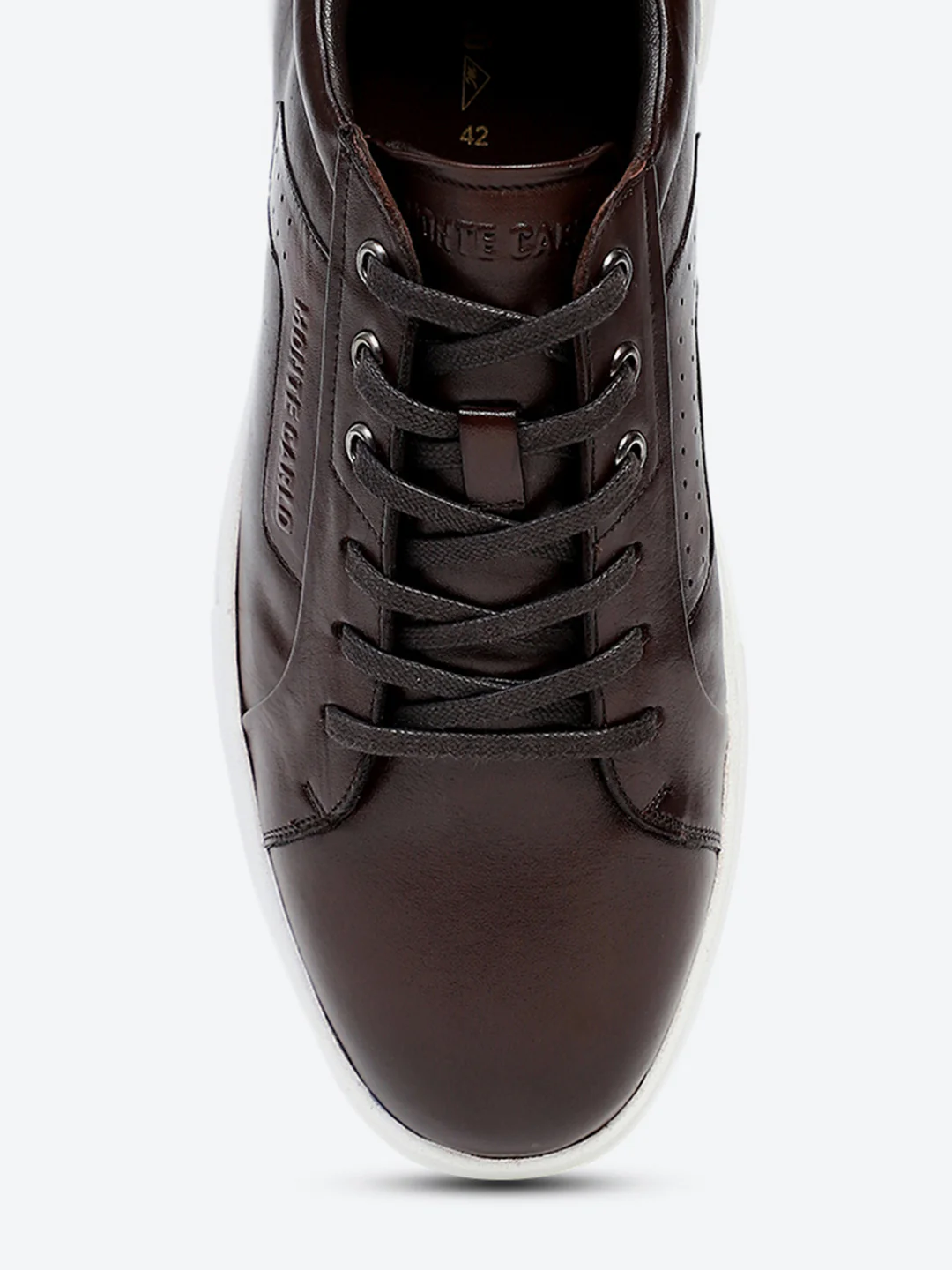Men Brown Lace Up Genuine Leather Casual Sneakers - Image 7