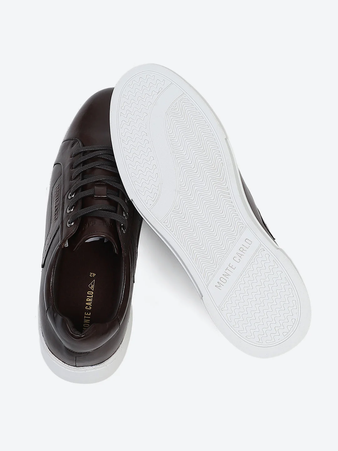Men Brown Lace Up Genuine Leather Casual Sneakers - Image 8