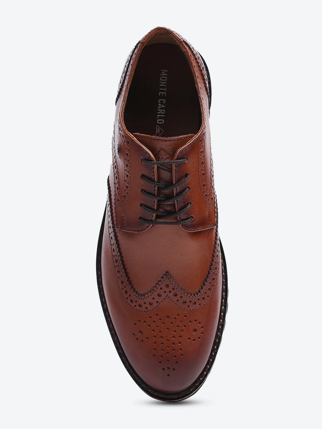 Men Brown Lace Up Genuine Leather Formal Brogues - Image 6