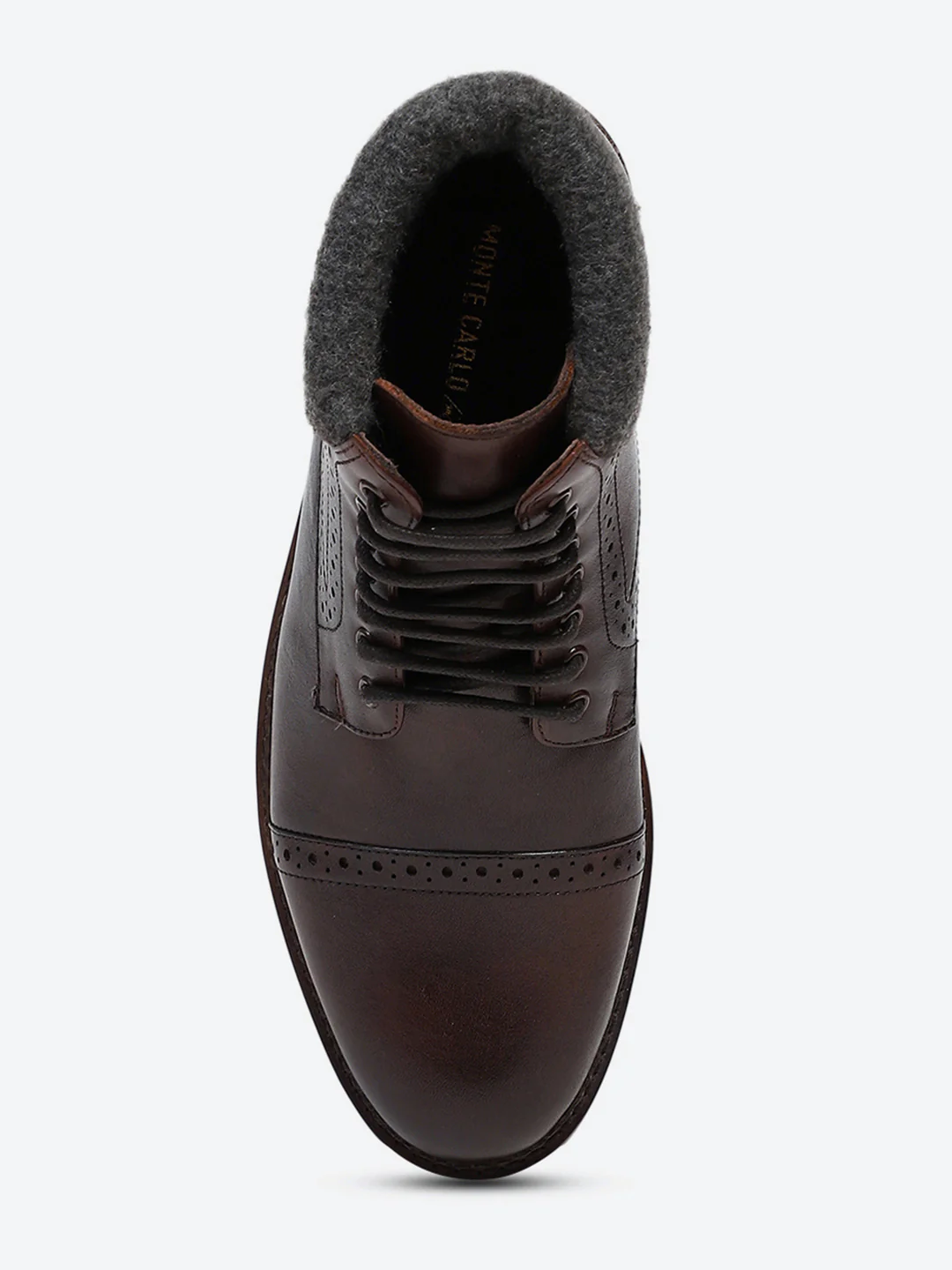 Men Brown Genuine Leather Lace Up Boots - Image 6