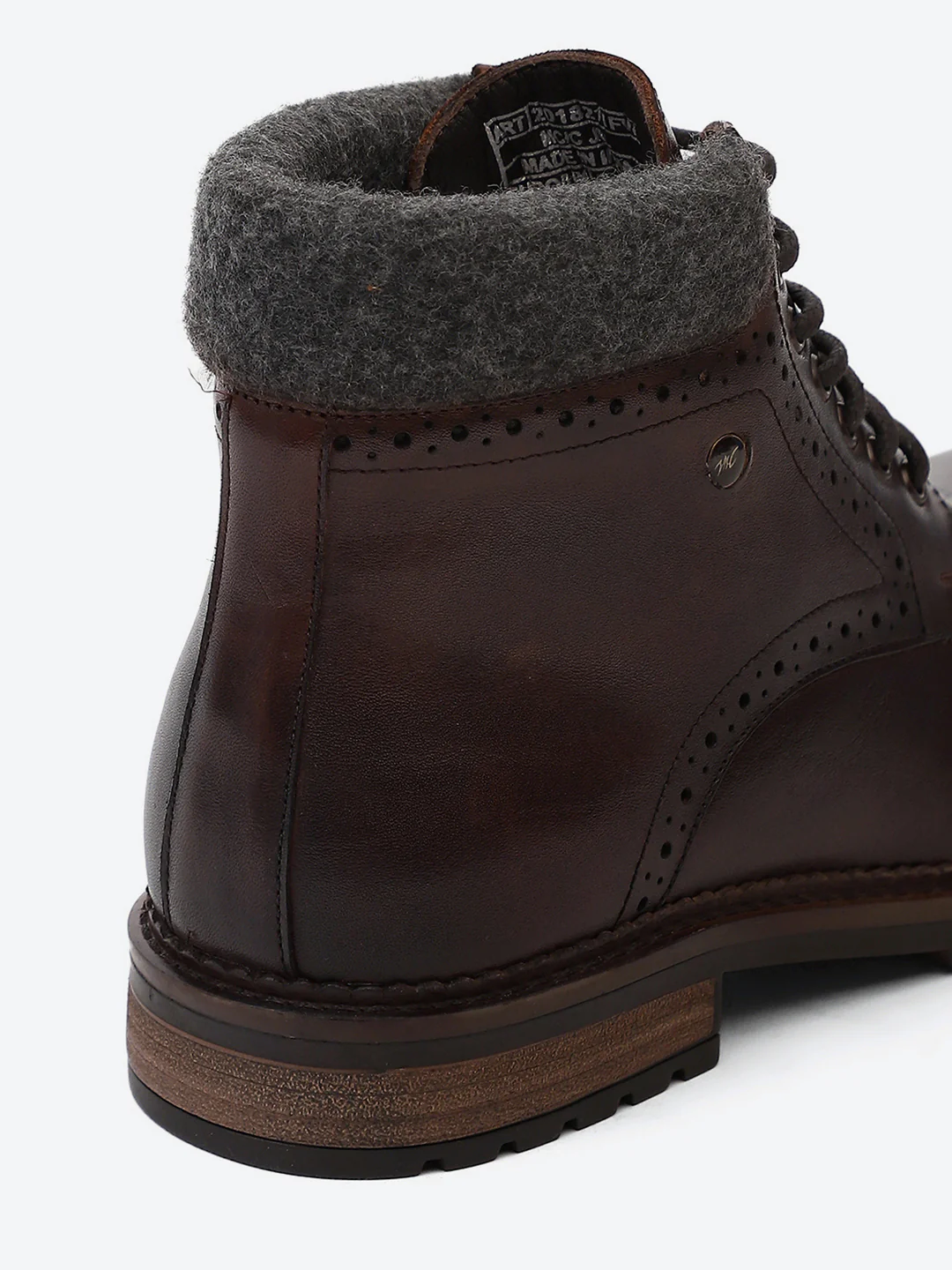 Men Brown Genuine Leather Lace Up Boots - Image 9