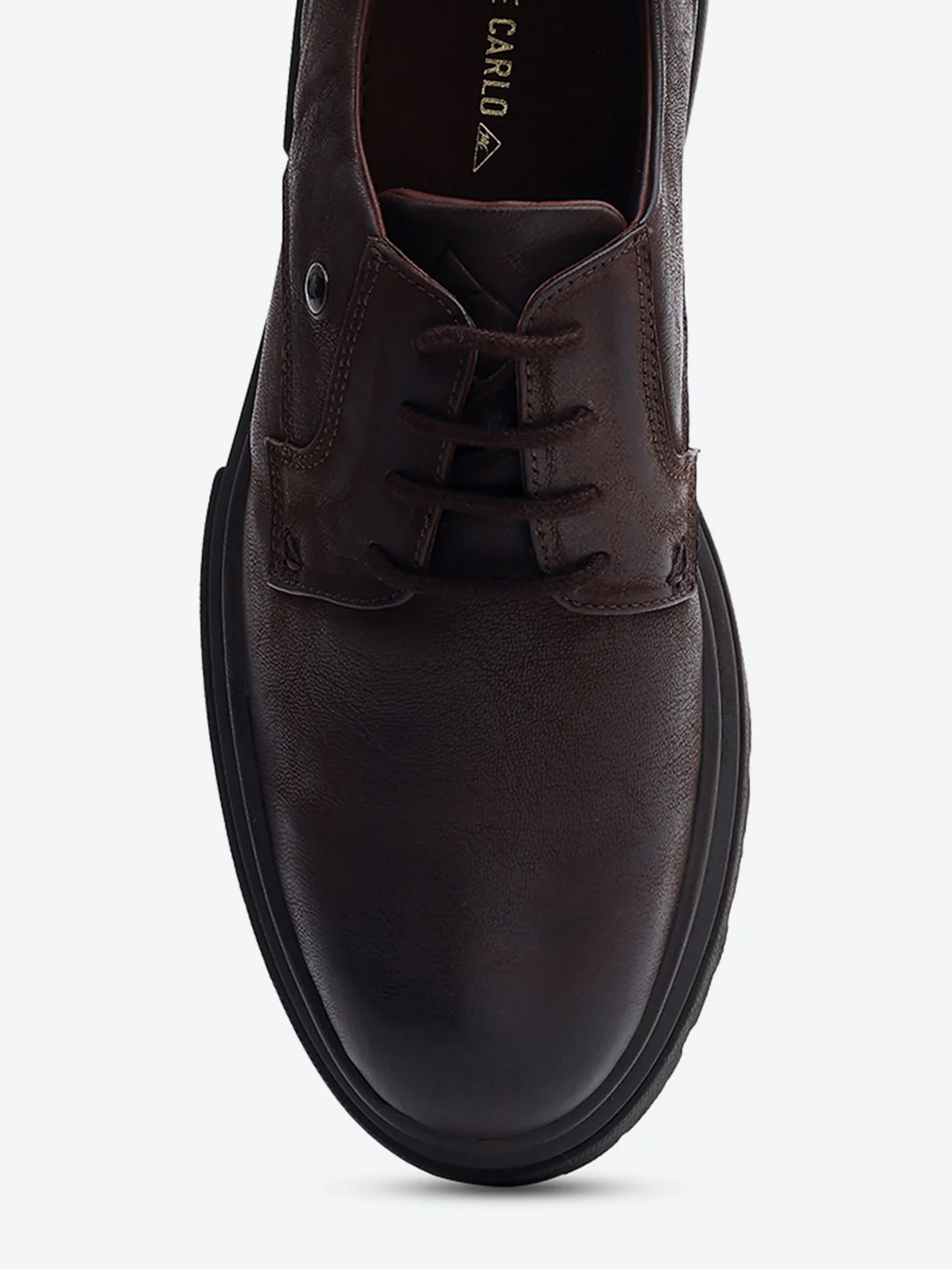 Men Brown Lace Up Leather Chunky Shoes - Image 7