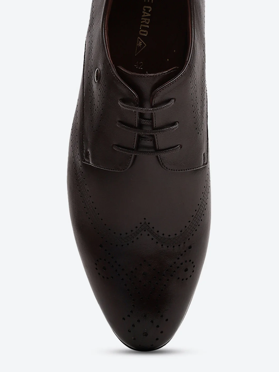 Men Brown Lace Up Leather Formal Derby - Image 7