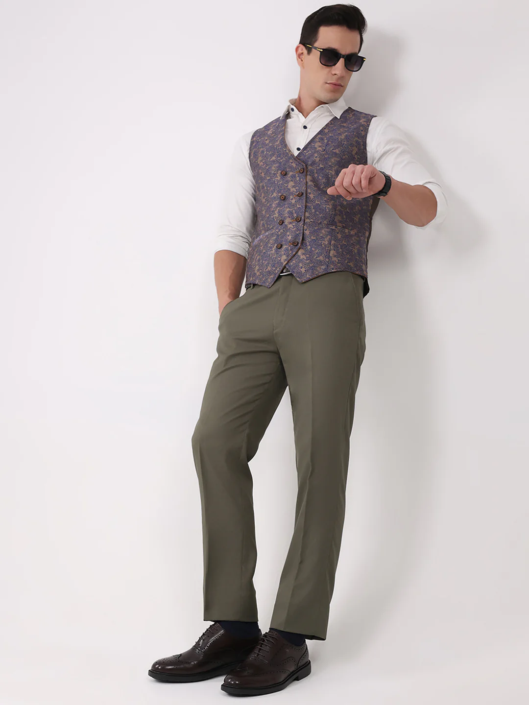 Men Brown Lace Up Leather Formal Oxfords - Image 10