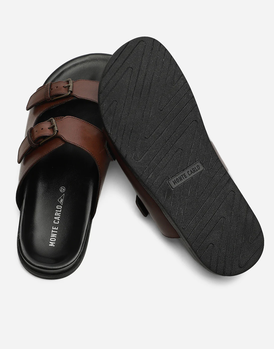 Men Brown Leather Comfort Casual Slippers - Image 8