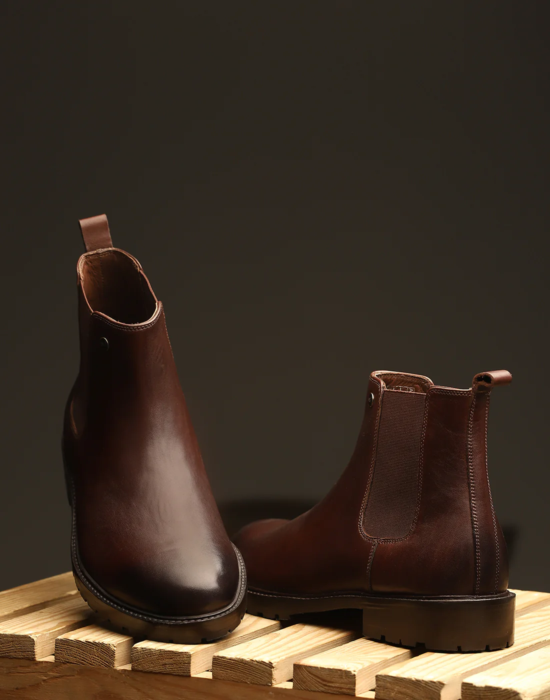 Men Brown Slip on Genuine Leather Chelsea Boots - Image 9