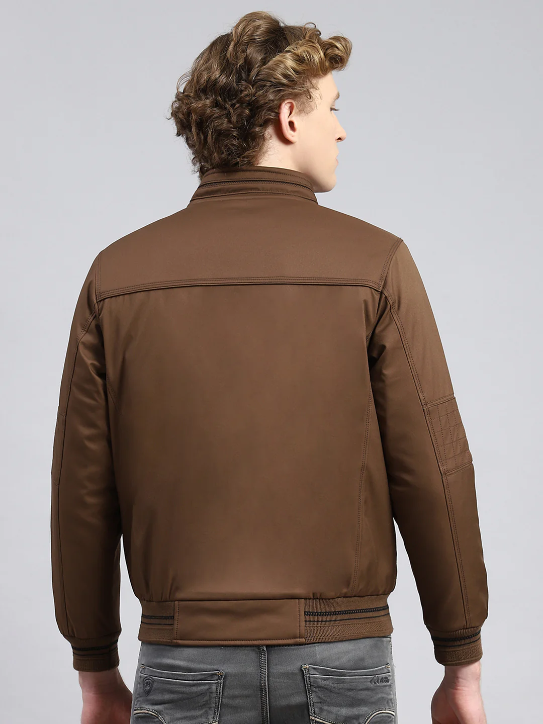 Men Brown Plain Jacket - Image 5