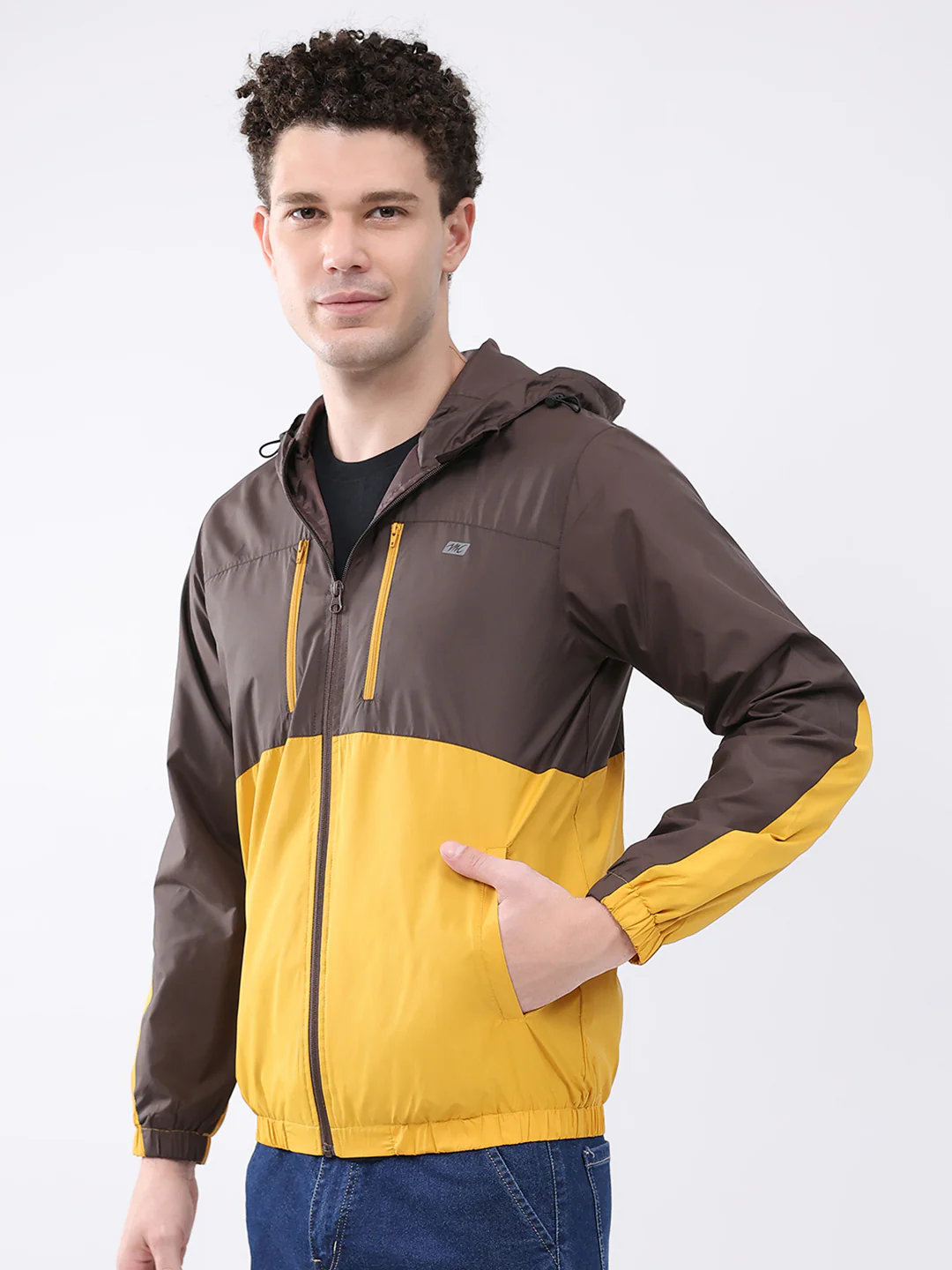 Men Brown Printed Collar Full Sleeve Jacket - Image 3