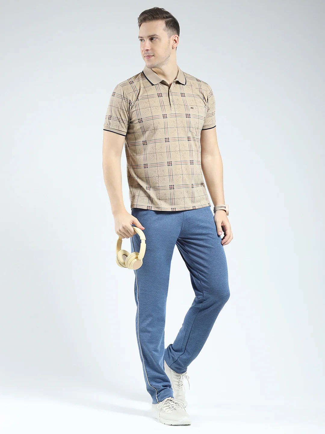 Men Brown Printed Collar Half Sleeve Lower Set - Image 2