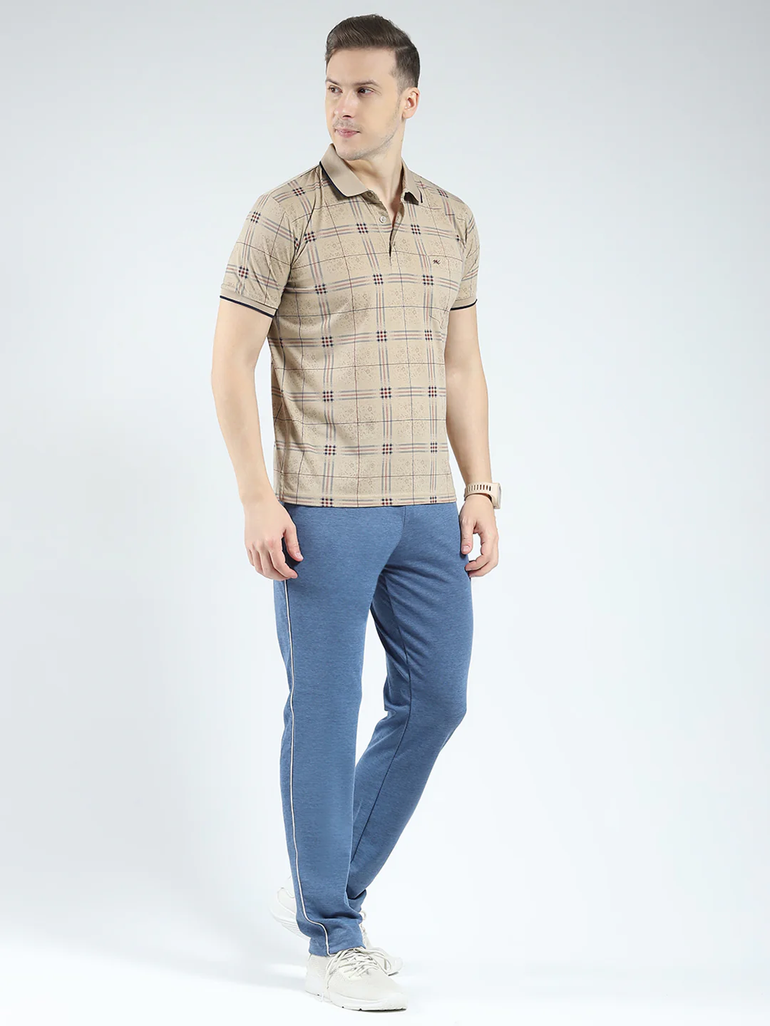 Men Brown Printed Collar Half Sleeve Lower Set - Image 4