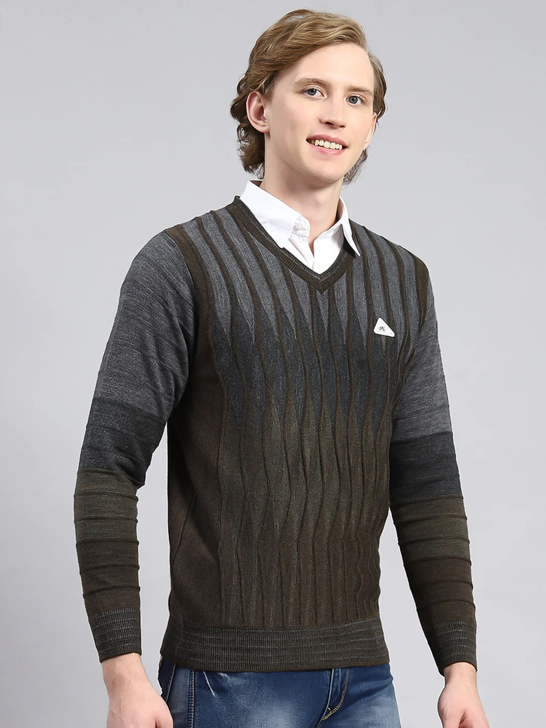 Men Brown Printed Pullover - Image 3