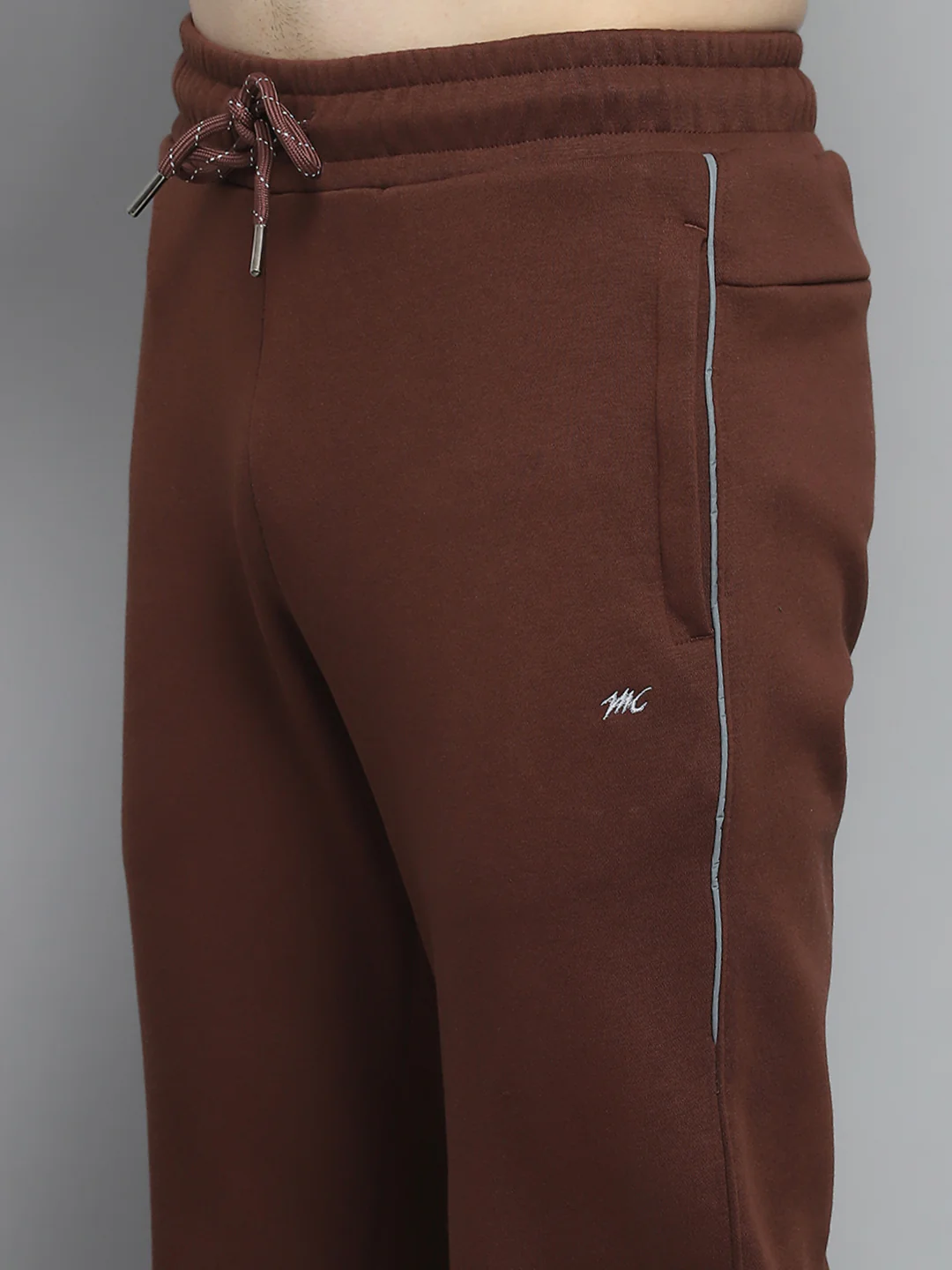 Men Brown Printed Round Neck Full Sleeve Winter Tracksuit - Image 8