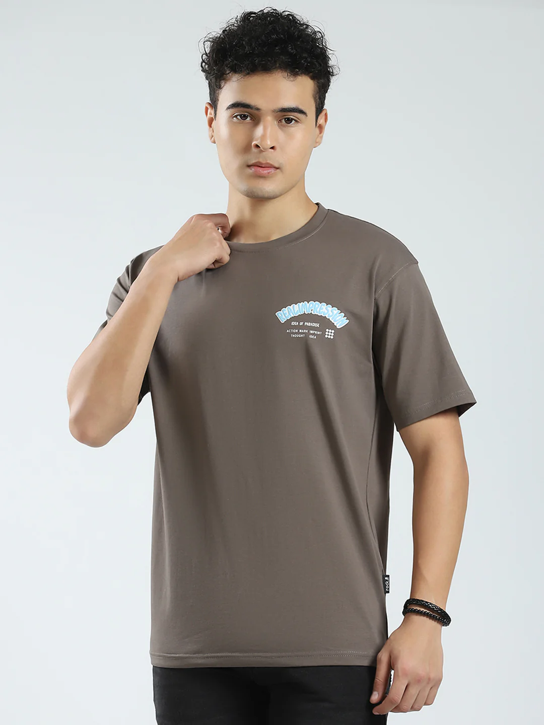 Rock.it Men Brown Printed Round Neck Half Sleeve T-Shirt