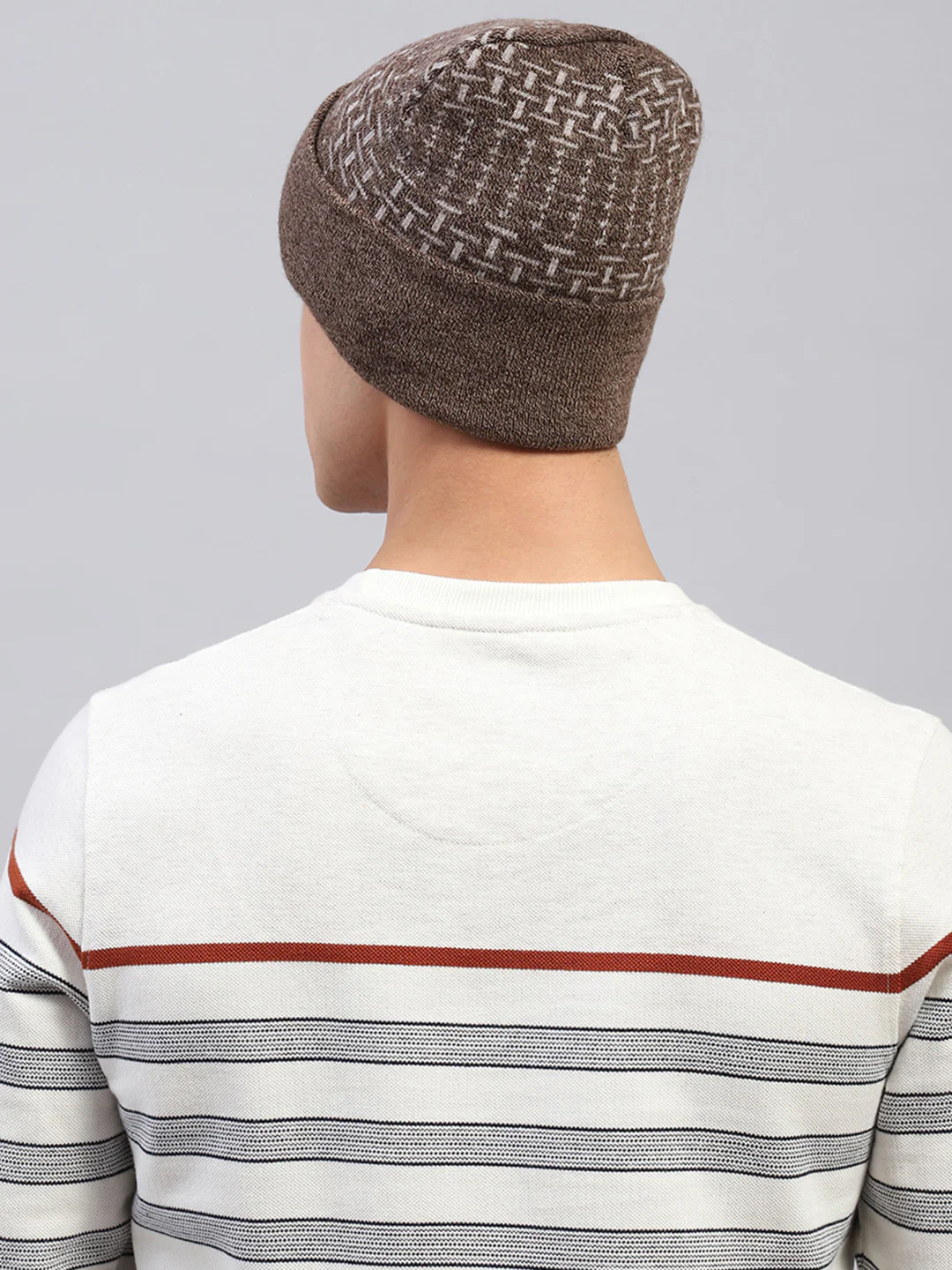 Men Brown Self Design Cap - Image 4