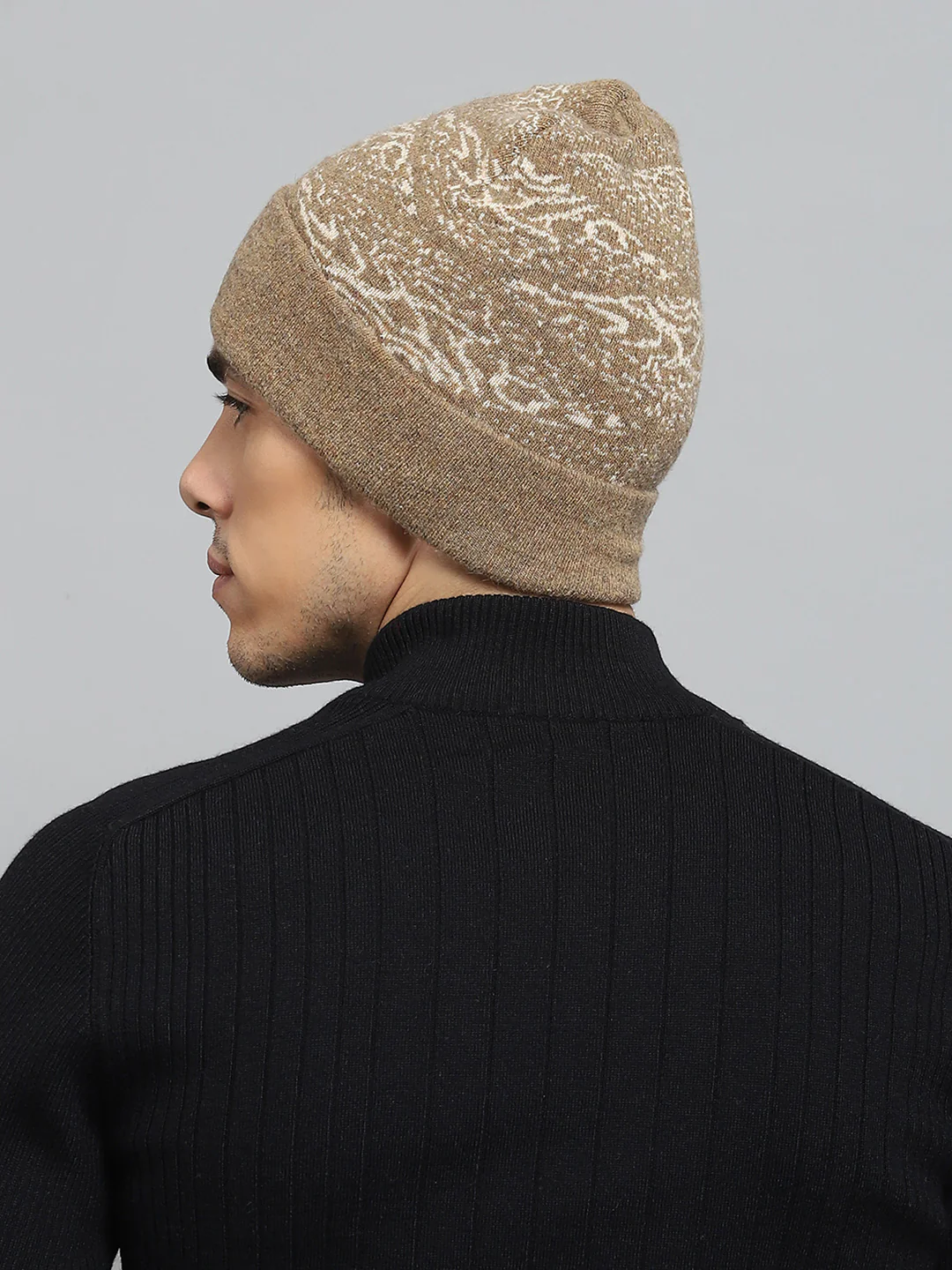 Men Brown Self Design Cap - Image 5