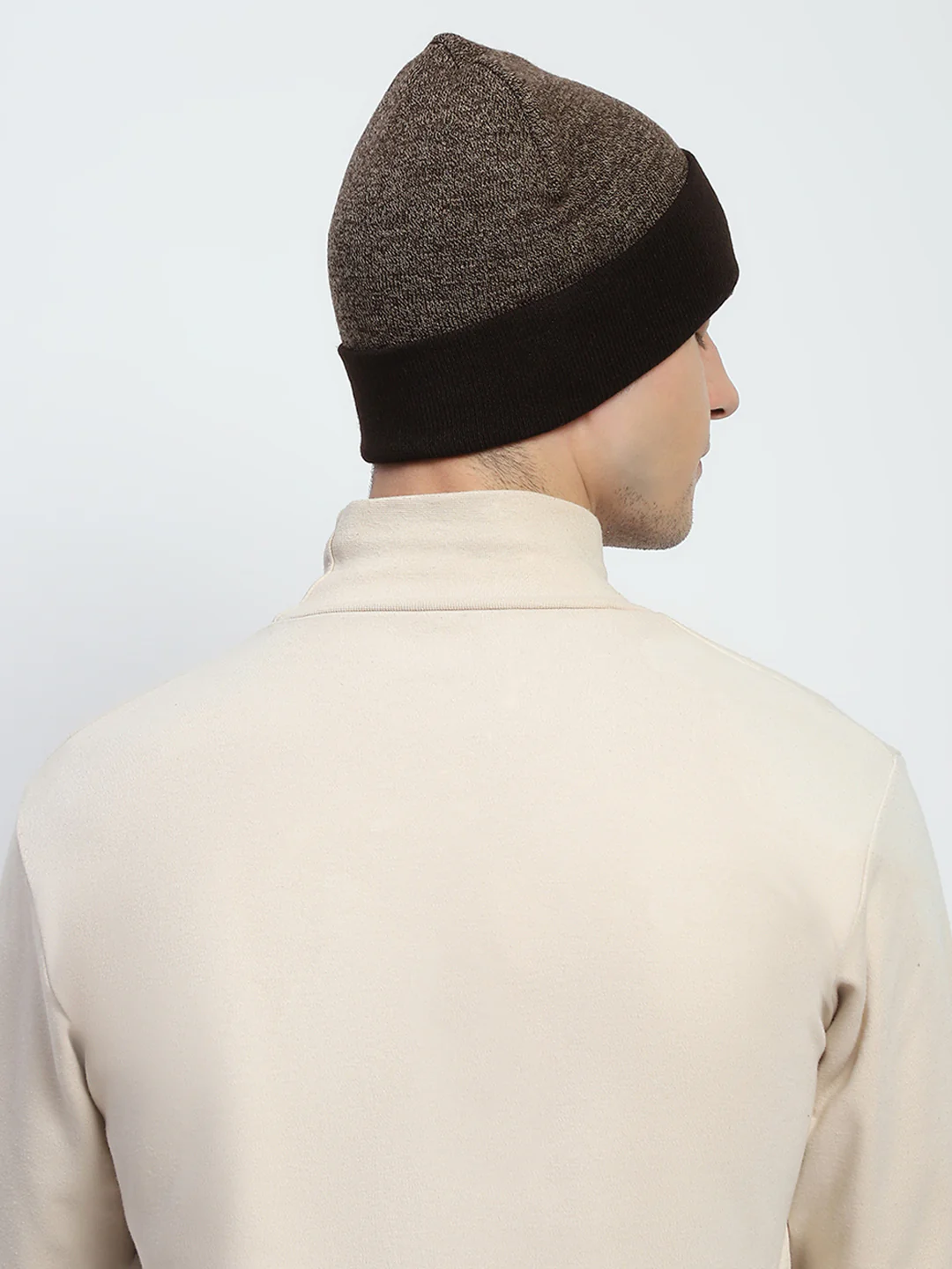 Men Brown Self Design Cap - Image 5